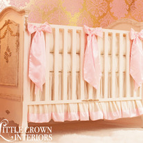 Ivory & Pink Silk Crib Bedding Set