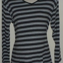 Black/Gray Stripe Long Sleeve Shirt-Take Nine Maternity Size XL
