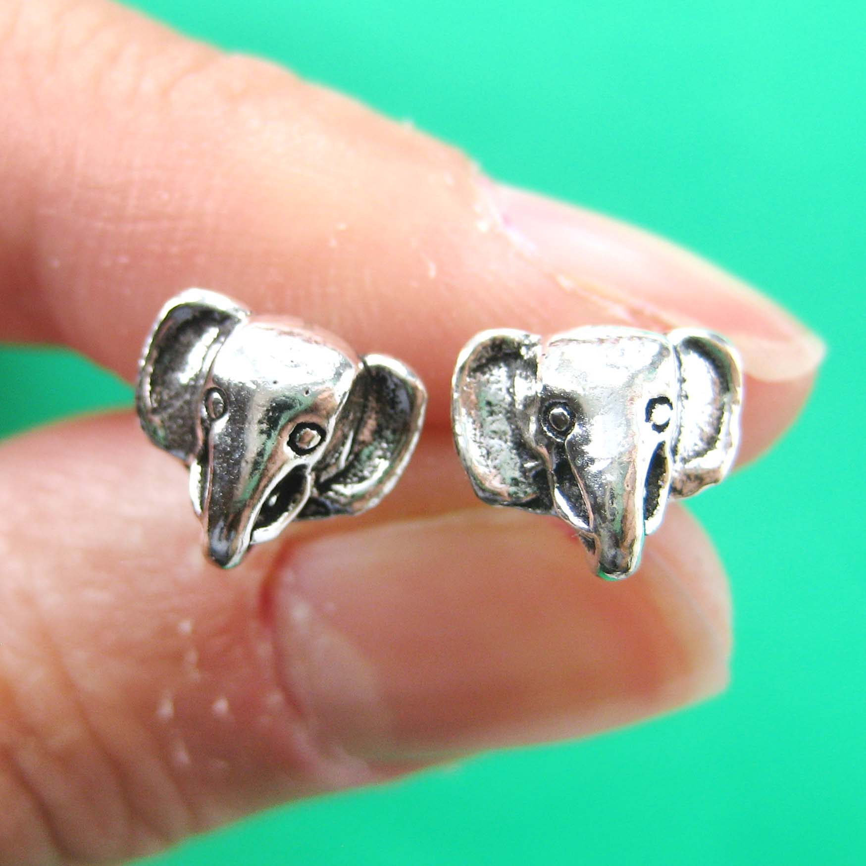 Small Elephant Animal Stud Earrings in Sterling Silver · DOTOLY Animal