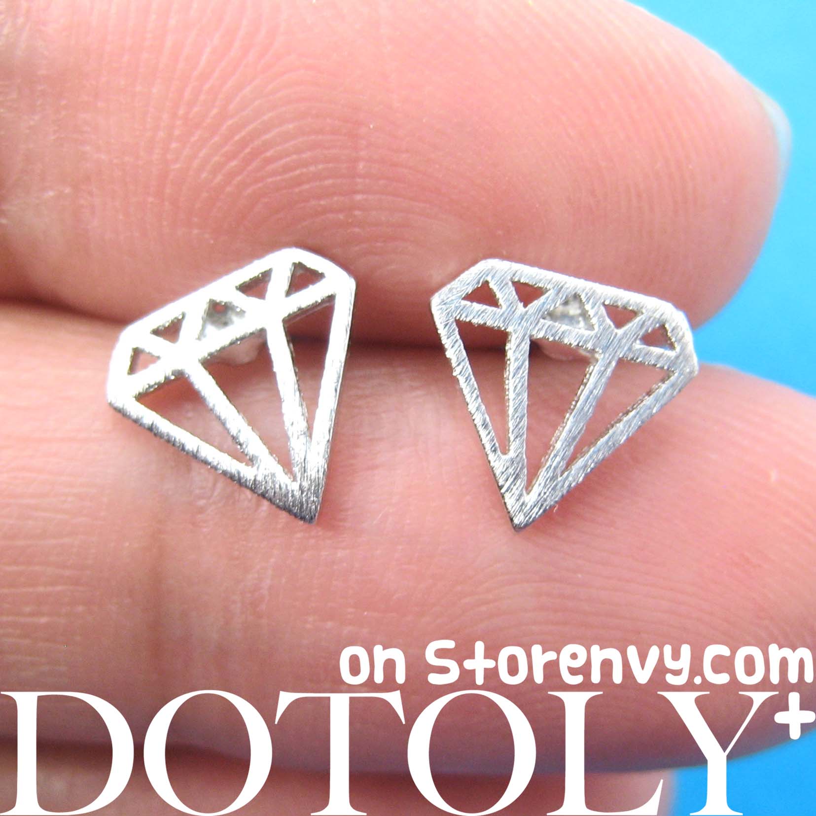 Diamond Shaped Stud Earrings in Sterling Silver · DOTOLY Animal Jewelry