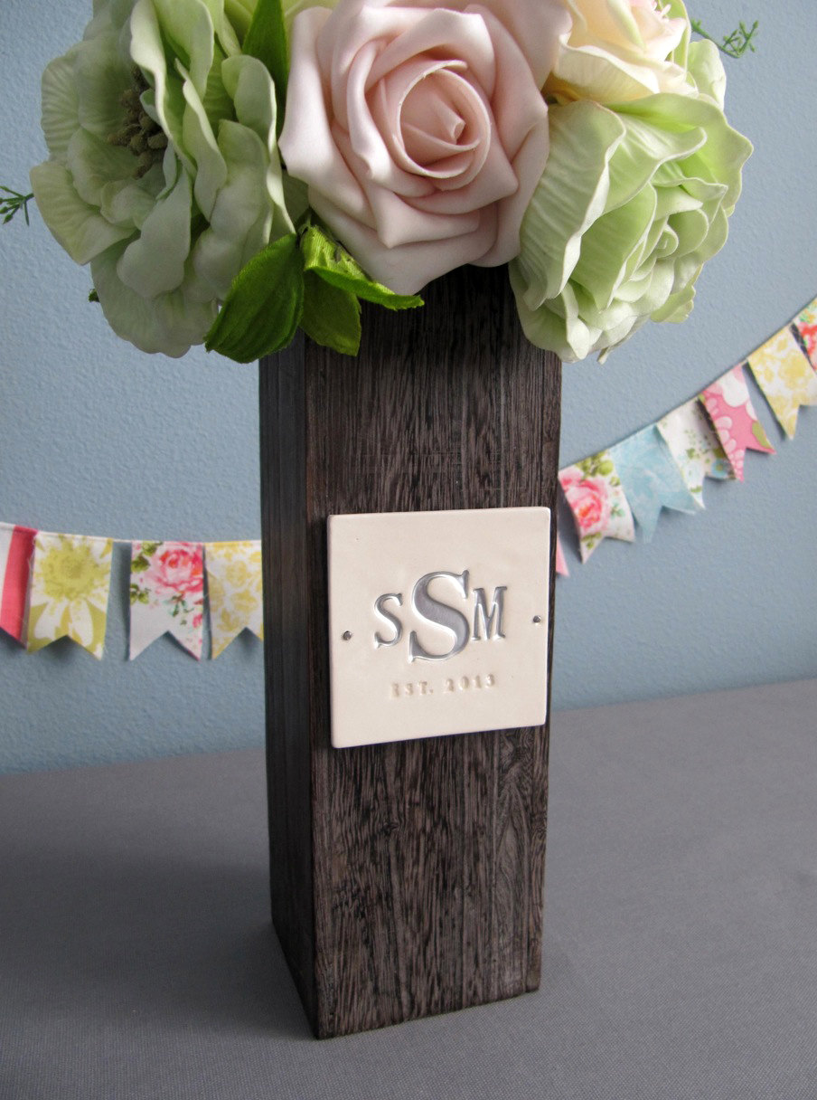 Susabella PERSONALIZED Wedding GiftMonogrammed Kiri Wood Vase ...