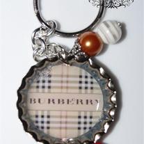 Inspired Burberry bottle cap key chain