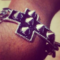 Black Spike Cross Bracelet 