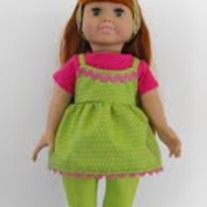 Pink shirt, pink and green camisole, green capri, headband