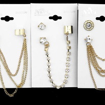 Gold Chain Rhinestone Swag Ear Cuff
