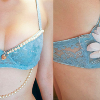 Pastel Blue Daisy Pearl Chain Rave Bra Size 34B EDC