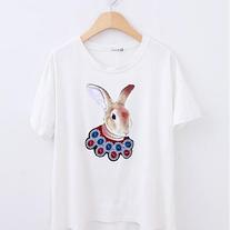 Cute rabbit print t-shirt