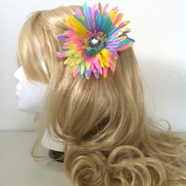 big diamond rhinestone jewel pastel rainbow daisy hair flower clip