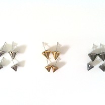 acrylic silver gold OR gunmetal tone punk spike stud earrings