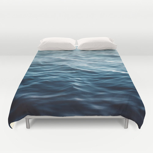 Duvet Cover, Deep Ocean Blue Coastal Waters Bedding Cover, Nautical