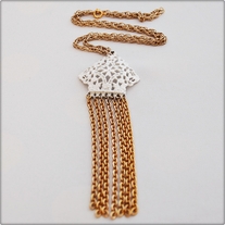 Long White and Gold Chain Necklace