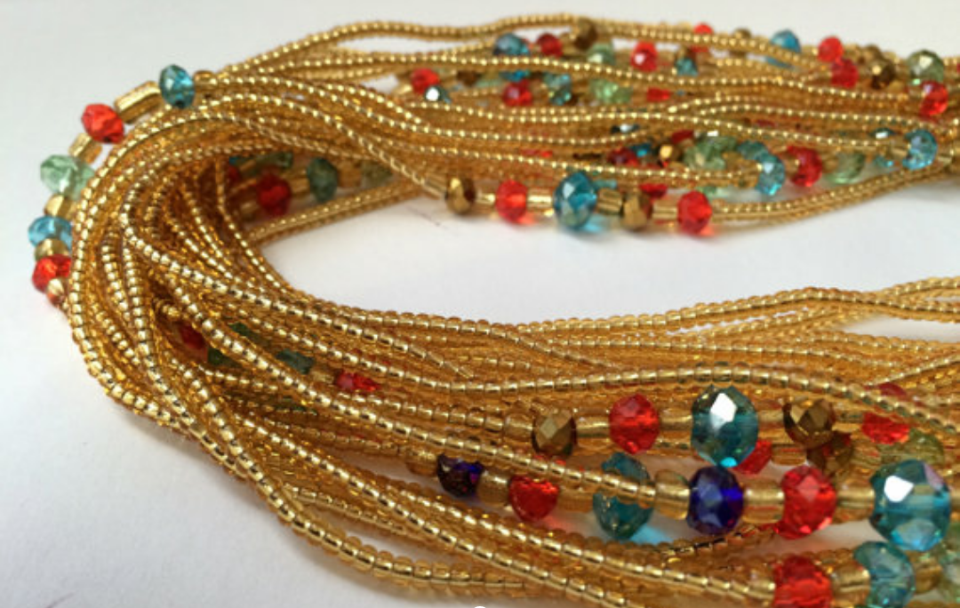 Yellow with Sparkly Jeweled Beads, Handmade African Waist Beads on Storenvy