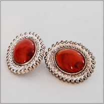 Silver and Brown Bead Clip On Earrings