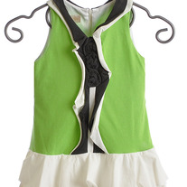 Isobella & Chloe Apple Green Drop Waist Ruffle Dress