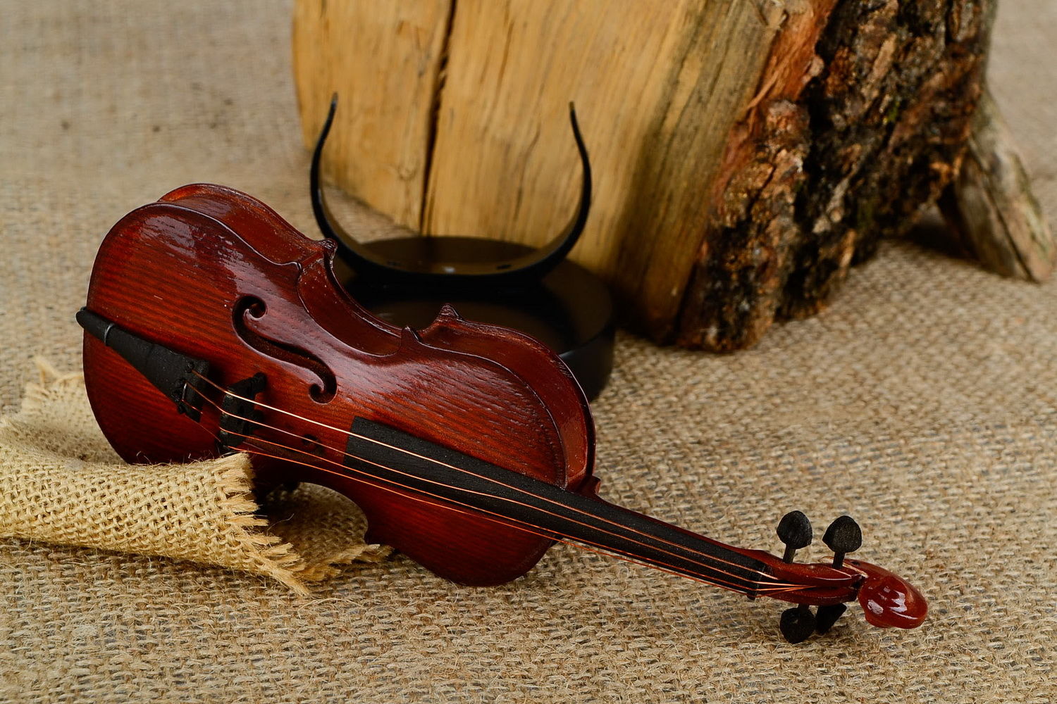 Decorative handmade wooden decor accessory violin figurine on Storenvy