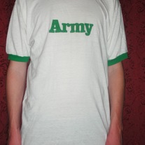 Vintage 1970s Army Ringer Shirt, Size M