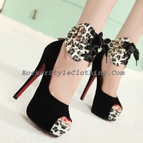 ROCK ROYALTY BLACK LEOPARD CHOKER HEELS