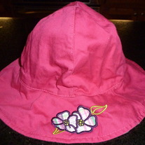 Hot Pink Hat with Flowers-One Size 