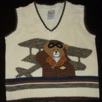 Creme Sweater Vest With Bear-Starting Out Size 12 Months