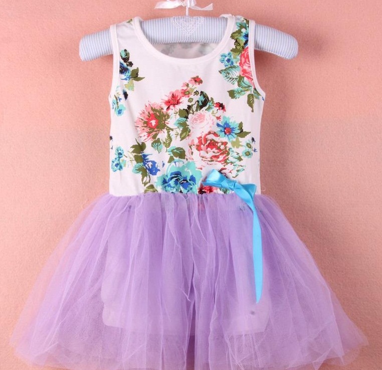 Purple Garden Party Floral Dress Toddler Girl