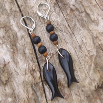Black Horn Fish Earrings