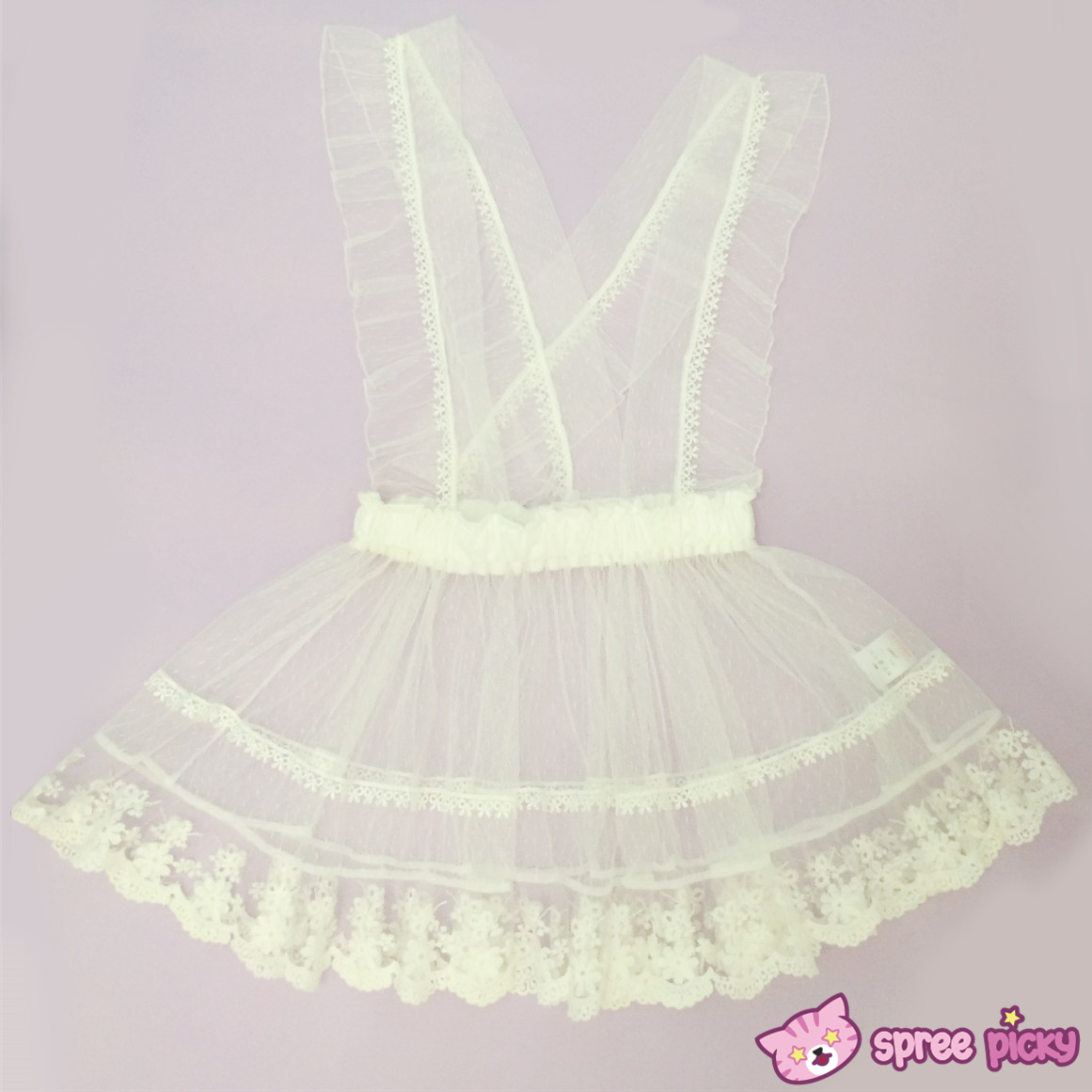 [Apinko Design] Transparent Lace Maid Strap Dress Petticoat Apron SP140952 · SpreePicky · Online