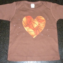 Brown Shirt With Basketball Heart and Rhinestones-NEW-Boutique Size 18-24 Months