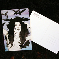 Chiroptophilia - 4x6" Postcard - gothic lowbrow fantasy art Vampire Bats