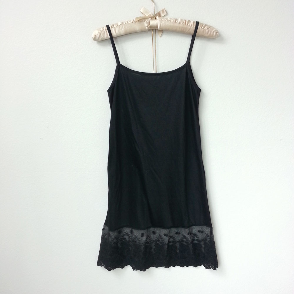 Black Lace Slip Extender, Skirt Extender, Camisole, Spaghetti Strap, Tunic Slip Dress sun