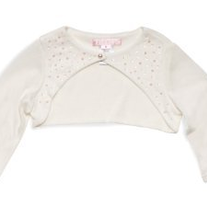  Biscotti Girl's Fan Club Knit Shrug with Beads in Ivory