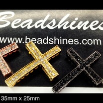 Sideways cross charm connector. 35mm x 25mm