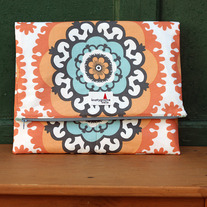 Orange Medallion Foldover Clutch