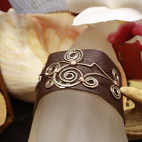 Sterling Silver Wire Embellished Leather Cuff