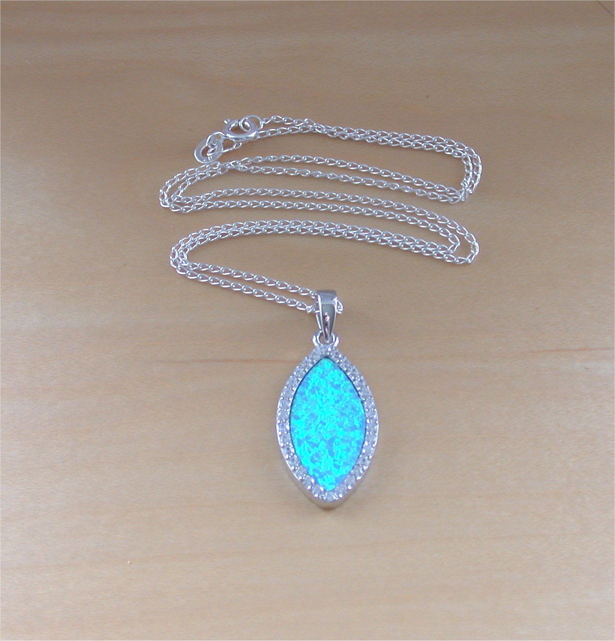 925 Sky Opal Pendant & 18" Sterling Silver Chain/opal necklace/opal