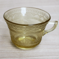 Depression Glass Federal Amber Yellow Patrician Spoke Handled Cup
