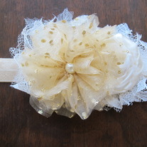 Glitter Gold and Ivory headband