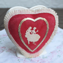 Vintage Ceramic Heart Vase with Fabric and Lace Heart