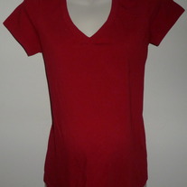Red Short Sleeve V Neck Shirt-Duo Maternity Size Medium  CL413