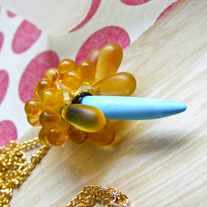 Amber Tears Gold and Turquoise Necklace