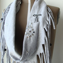 Gray Cotton Fringed Eco Cowl Neck by Sardinella Sardine