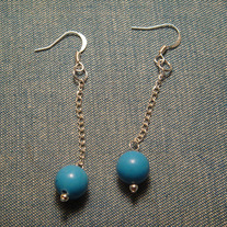 Blue-dyed Jade with Silver- Plated Chain Earrings