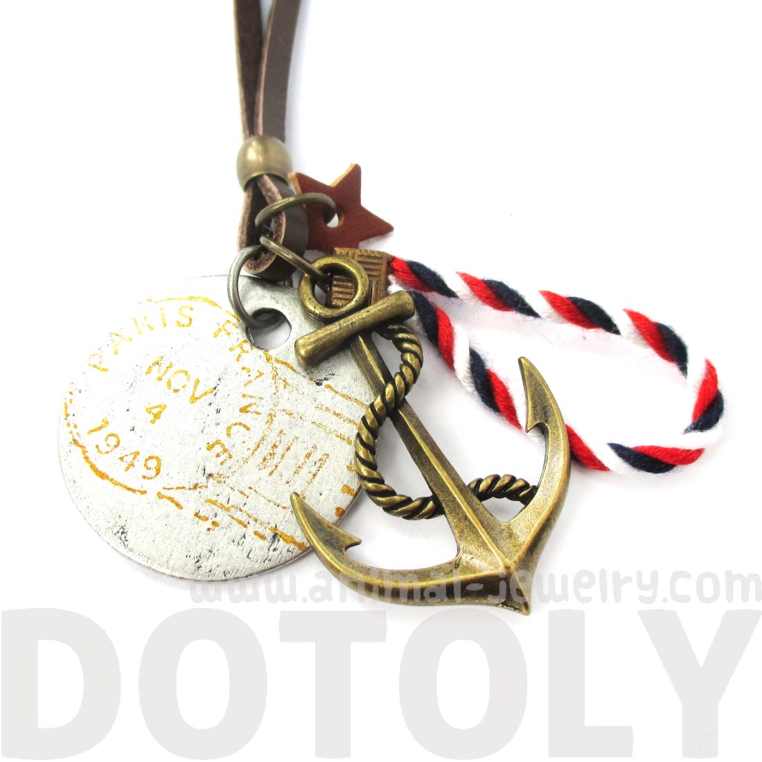 Handmade Anchor Rope and Stamped Coin Charm Necklace · DOTOLY Animal