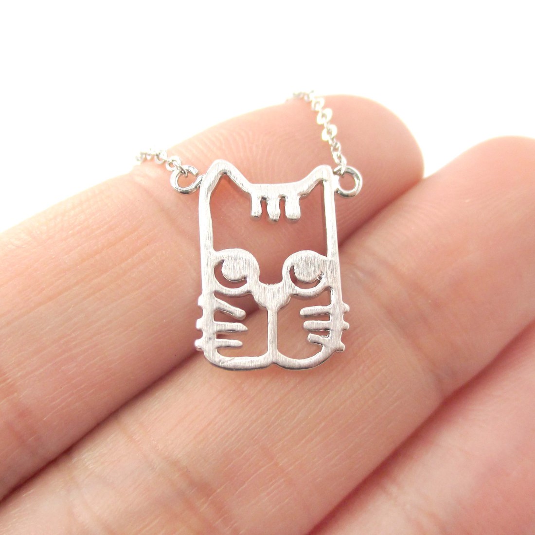 Adorable Kitty Cat Head Shaped Charm Necklace in Silver · DOTOLY Animal