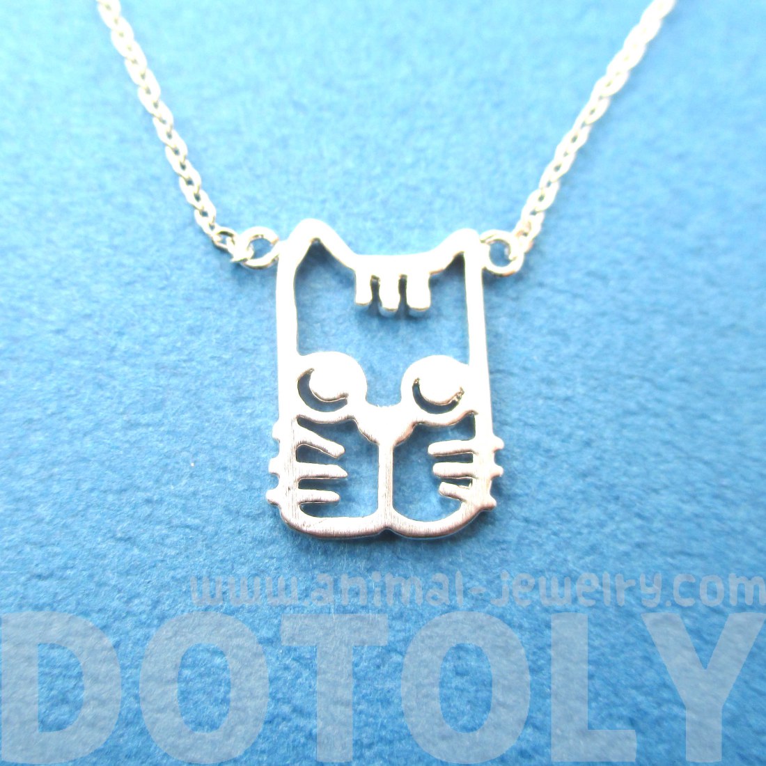 Adorable Kitty Cat Head Shaped Charm Necklace in Silver · DOTOLY Animal