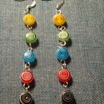 Multi-Color Millefiori Glass Dangle Earrings
