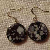 Black & White Granite Coin Earrings