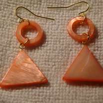 Coral Mother of Pearl Circle & Triangle Earrings