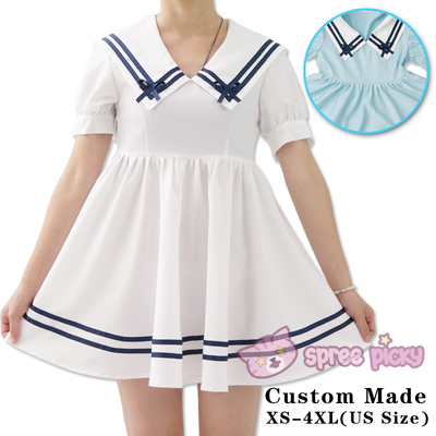 Custom Made XS-4XL Blue/White Sailor Dress SP152311