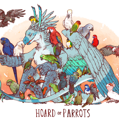 Hoard of parrots print