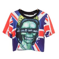 Skull Print Crop T-Shirt